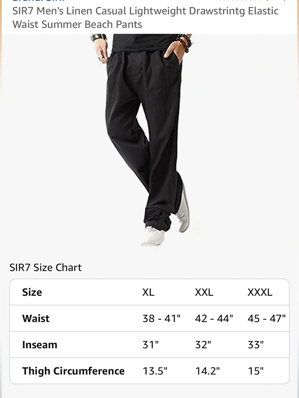 Men's Black Drawstring Pants- 3XL